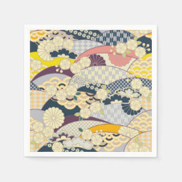 Blauw Wit Japans Kimono Bloemen Decoupage Papier Servet