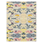 Blauw Wit Japans Kimono Bloemen Katoen Dineren Tafelkleed (Voorkant)