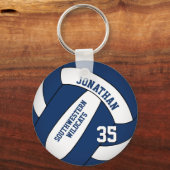 Blauw Wit Jongens Team Naam Volleybal Sleutelhanger (Achterkant)