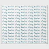 Blauw Wit Jouw Naam Uniek Minimalistisch Cadeaupapier (Vlak)