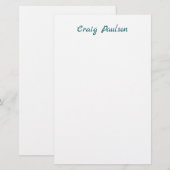 Blauw Wit Jouw Naam Uniek Speciaal Minimalistisch Briefpapier (Voorkant / Achterkant)