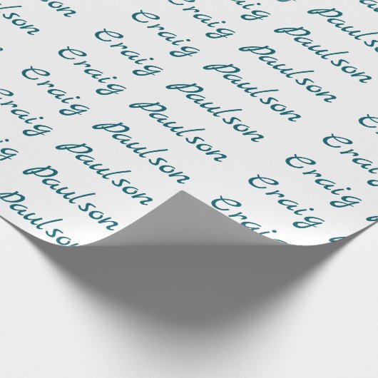 Blauw Wit Jouw Naam Uniek Speciaal Minimalistisch Cadeaupapier (Hoek)