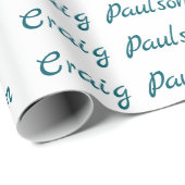 Blauw Wit Jouw Naam Uniek Speciaal Minimalistisch Cadeaupapier (Rol Hoek)