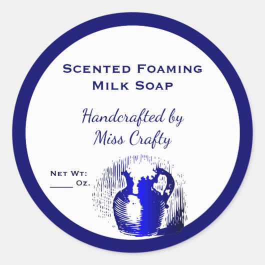 Blauw Wit  Jug Custom Soap Stickers (Voorkant)