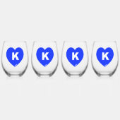 Blauw & Wit K-Hart Stemless wijnglazen Wijnglas Zonder Voet (Voorkant)