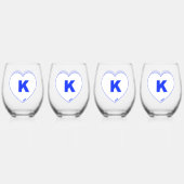 Blauw & Wit K-Hart Stemless wijnglazen Wijnglas Zonder Voet (Achterkant)