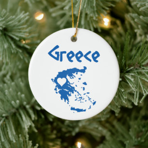 Blauw-wit kaart van Griekenland Keramisch Ornament