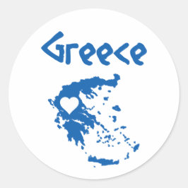 Blauw-wit kaart van Griekenland Ronde Sticker