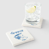 Blauw-wit kaart van Griekenland Stenen Onderzetter (Zijkant)