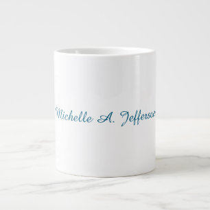 Blauw & Wit Kalligrafie Elegant Chic Modern Grote Koffiekop