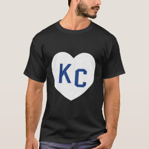Blauw Wit Kansas Stad KC Hart Liefde Kansas Stad L T-shirt