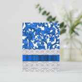 Blauw & wit kant briefkaart (Staand voorkant)