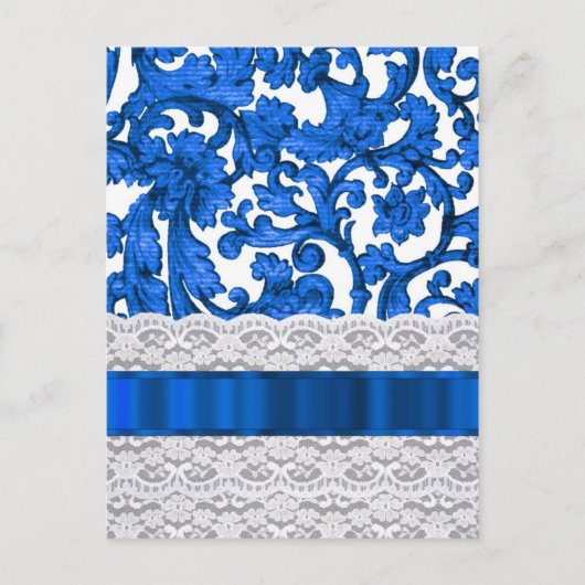 Blauw & wit kant briefkaart (Voorkant)