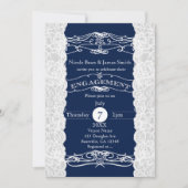 Blauw & Wit Kant Elegant VERLOVING Uitnodigingen (Voorkant)