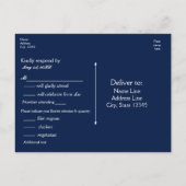 Blauw & Wit Kant Elegante Bruiloft RSVP Kaart (Achterkant)