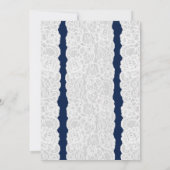 Blauw & Wit Kant Elegante Trouw Uitnodigingen (Achterkant)