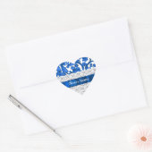 Blauw & wit kant hart sticker (Envelop)