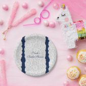 Blauw & Wit Kant Heldere Elegante Rustieke Partij Papieren Bordje (Feest)