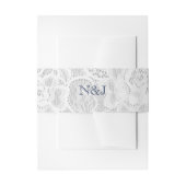 Blauw & Wit Kant Rustieke Eenvoudige Elegante Brui Uitnodigingen Wikkel (Voorkant Voorbeeld)