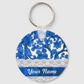 Blauw & wit kant sleutelhanger (Voorkant)