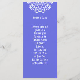  blauw wit kanten patroon gepersonaliseerd programmakaart