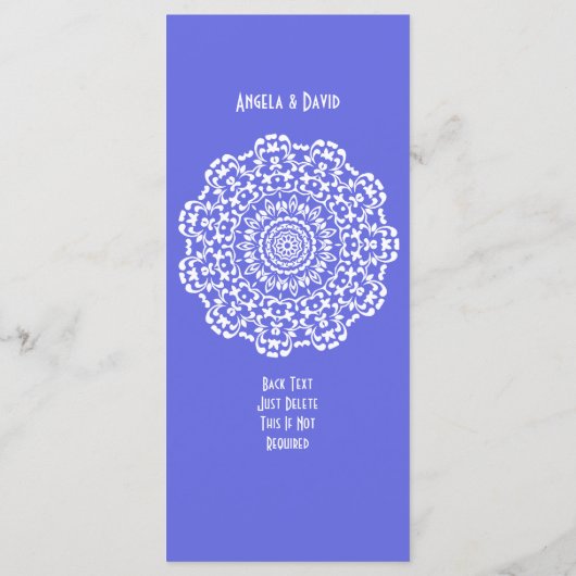  blauw wit kanten patroon gepersonaliseerd programmakaart (Achterkant)