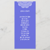 blauw wit kanten patroon gepersonaliseerd programmakaart (Voorkant)