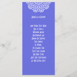  blauw wit kanten patroon gepersonaliseerd programmakaart