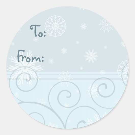 Blauw Wit Kerst Sneeuwvlok Gift Labels (Voorkant)