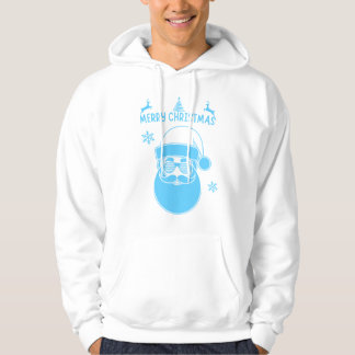 Blauw-wit Kerst Vrolijk Kerstfeest Hoodie