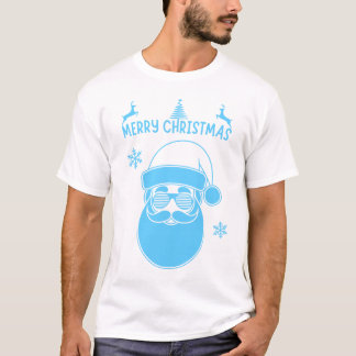 Blauw-wit Kerst Vrolijk Kerstfeest T-shirt