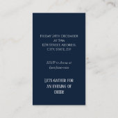 Blauw & Wit Kerstavondfeestje Mini Uitnodiging Informatiekaartje (Achterkant)