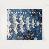 Blauw Wit Kerstboom Vakantie Achtergrond Wandkleed (Voorkant (horizontaal))