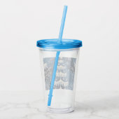 Blauw Wit Kerstboom Vakantie Acryl Tumbler Acryl Drinkbeker (Achterkant)
