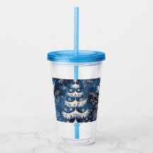 Blauw Wit Kerstboom Vakantie Acryl Tumbler
