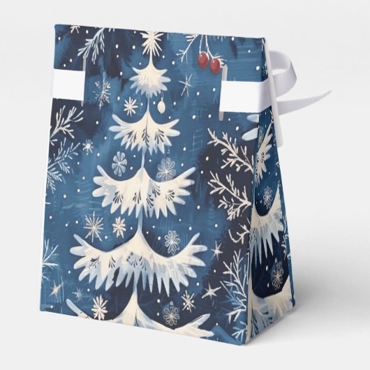 Blauw Wit Kerstboom Vakantie Cadeaubox Bedankdoosjes (Achterkant)