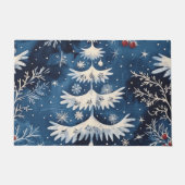 Blauw Wit Kerstboom Vakantie Deurmat (Voorkant)