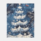 Blauw Wit Kerstboom Vakantie Fleece Deken (Voorkant)