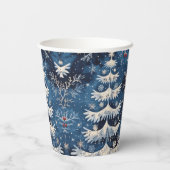 Blauw Wit Kerstboom Vakantie Papieren Bekers (Achterkant)