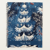 Blauw Wit Kerstboom Vakantie Planner (Voorkant)