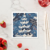 Blauw Wit Kerstboom Vakantie servet (Insitu)