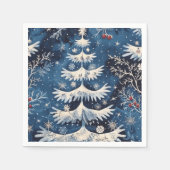 Blauw Wit Kerstboom Vakantie servet (Voorkant)