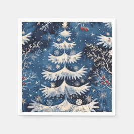 Blauw Wit Kerstboom Vakantie servet