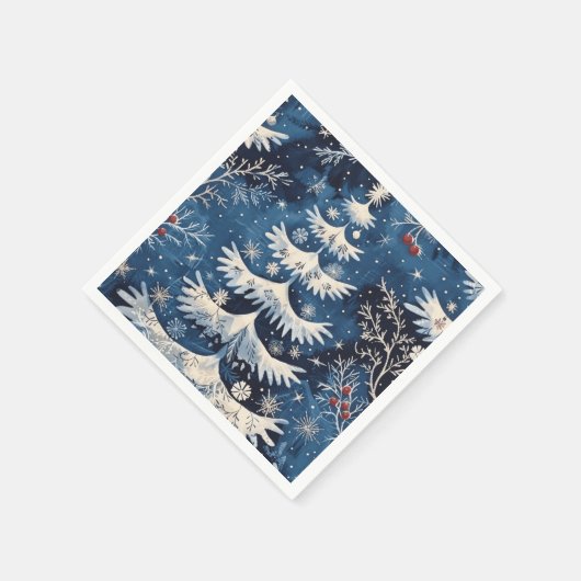 Blauw Wit Kerstboom Vakantie servet (Hoek)