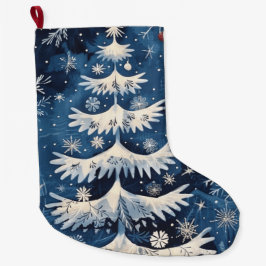Blauw Wit Kerstboom Vakantie Stocking Grote Kerstsok