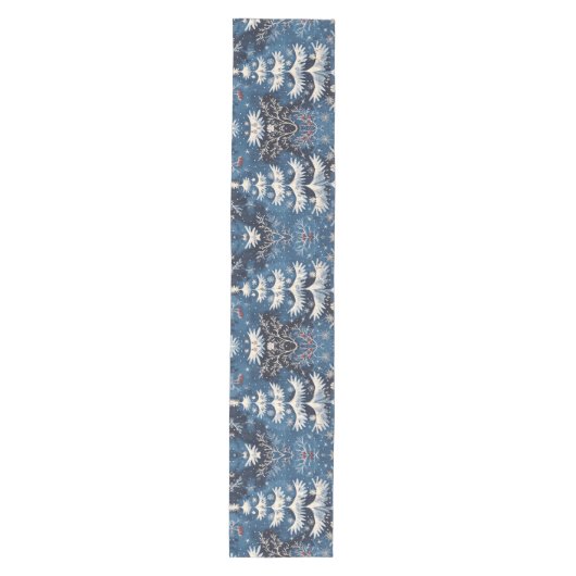 Blauw Wit Kerstboom Vakantie Tafel Runner Medium Tafelloper (Voorkant)
