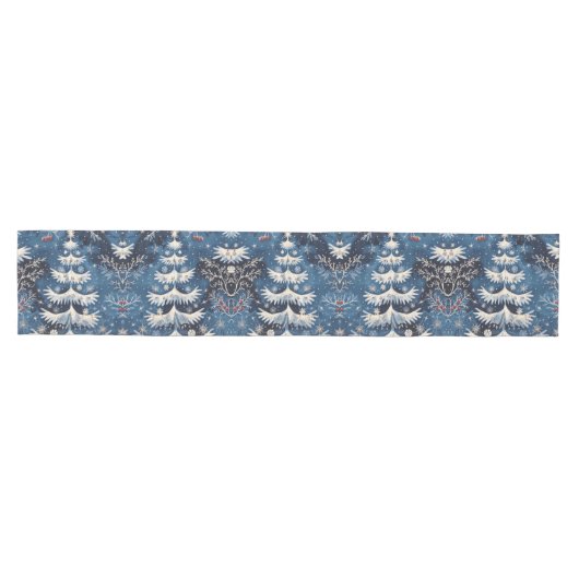 Blauw Wit Kerstboom Vakantie Tafel Runner Medium Tafelloper (Horizontaal)