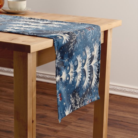 Blauw Wit Kerstboom Vakantie Tafel Runner Medium Tafelloper (Voorbeeld)
