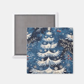 Blauw Wit Kerstboom Vakantiemagneet Magneet (Voorkant / Achterkant)