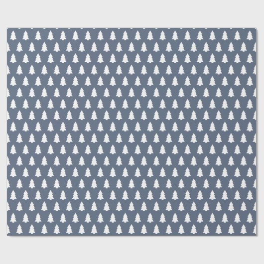 Blauw-wit kerstboompatroon cadeaupapier (Vlak)